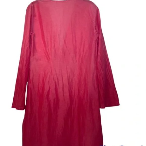 Athleta Ombre Pink to Red silk-blend Swimsuit Coverup with Drawstring - Picture 3 of 5